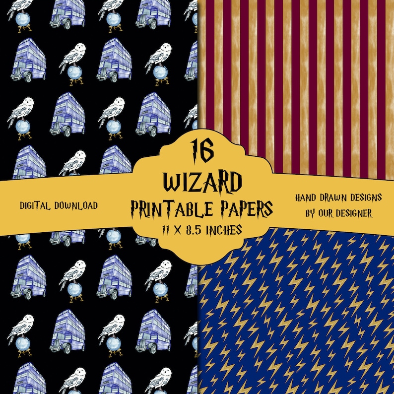 Wizard Pattern Digital Paper: Magic Junk Journal and Scrapbook Designs ...