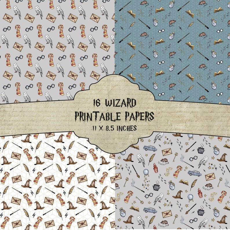 Wizard Pattern Pastel Digital Paper: Magic Junk Journal and Scrapbook ...