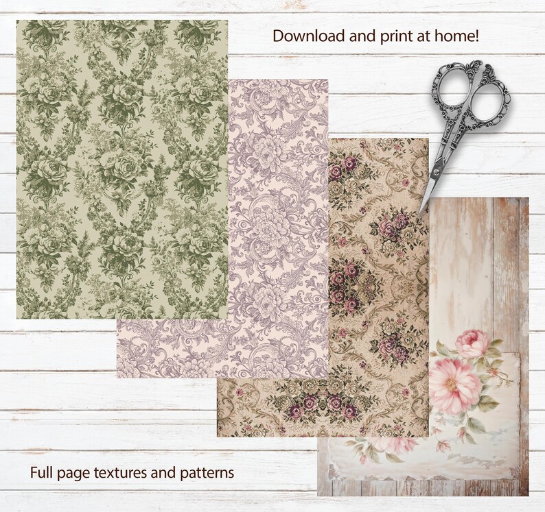 Afternoon Tea Digital Paper Pack: Vintage Floral Junk Journal (digital ...
