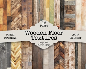 Wooden Floor Textures (Light wood) Journal Pages: Printable Scrapbook Paper (Digital Download) Junk Journal Kit
