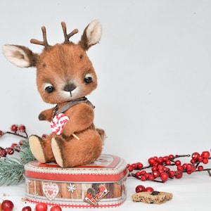 Artist teddy fawn toy artist teddy bear toy Christmas deer toy ooak  teddy stuffed plush toy deer stuffed animal toy Stand with Ukraine