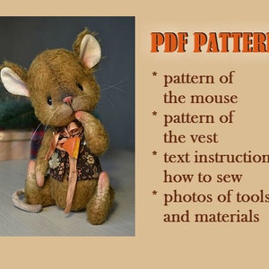 PDF sewing pattern teddy toy pattern download Artis teddy toy  digital pdf pattern mouse  sewing turtural toy pattern stand with Ukraine