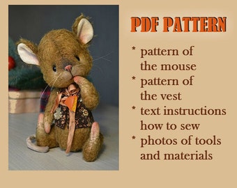 Patrón de costura PDF patrón de juguete de peluche descargar Artis juguete de peluche digital pdf patrón ratón cosiendo patrón de juguete turtural stand con Ucrania