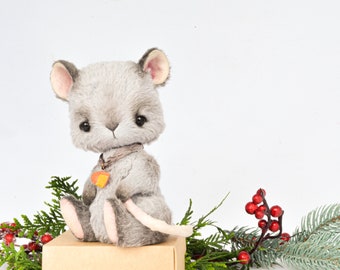 Artist teddy mouse toy artist teddy bear toy Christmas mouse toy ooak  teddy stuffed plush toy mouse stuffed animal toy Stand with Ukraine