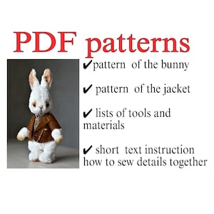 PDF sewing pattern teddy bear pattern bunny rabbit pattern download pattern rabbit toy tutorial stuffed bunny pattern toy sewing pattern