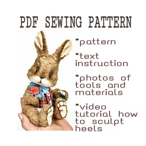 Bunny PDF sewing pattern toy sewing tutorial stuffed animal sewing tutorial teddy toy diy sewing pattern Bunny teddy toy DIY pdf tutorial