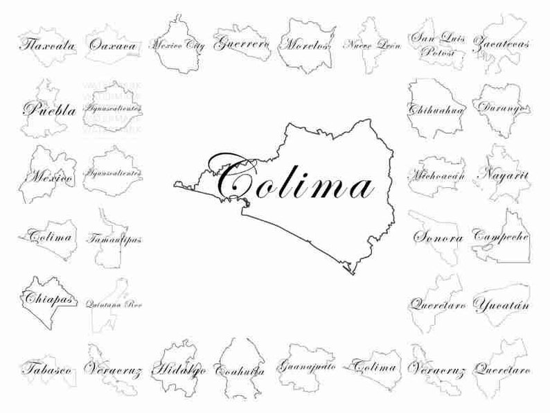 Colima Mexico Map (svg, Png, Eps, Pdf) Print File (digital Download) - Etsy