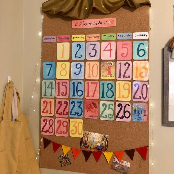 Calendrier de classe Waldorf/hémisphère nord/ affichage du calendrier/ inspiré de Waldorf/ école à la maison/ retour à l'école/