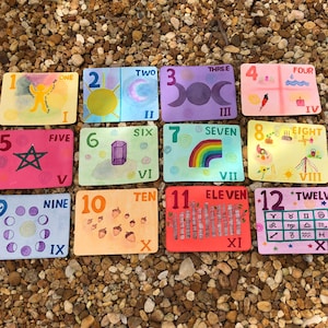 Calidad de la baraja de números/ Baraja de números mágicos para niños/ Baraja de números Waldorf/ Escuela en casa Waldorf/ Escuela en casa pagana