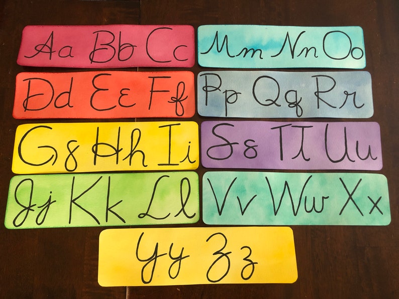 Cursive Alphabet Cards Vimala Inspired Cursive Printable Etsy
