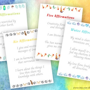 Earth, Air, Fire, Water Collection, Journaling Pages, Coloring Pages, Affirmations, Four Elements Posters image 2