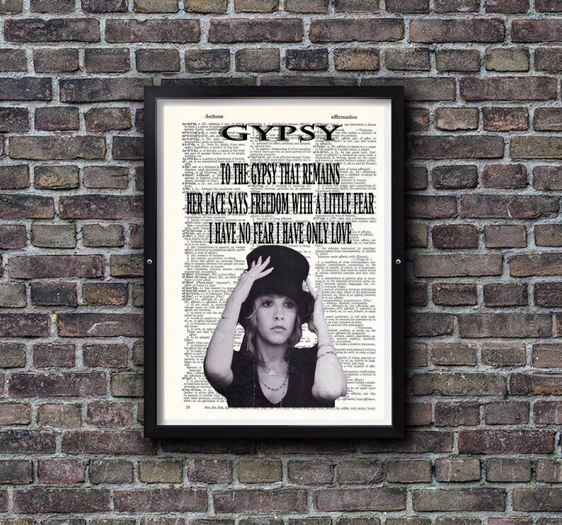 Stevie Nicks Gypsy Lyrics Art Print | Etsy