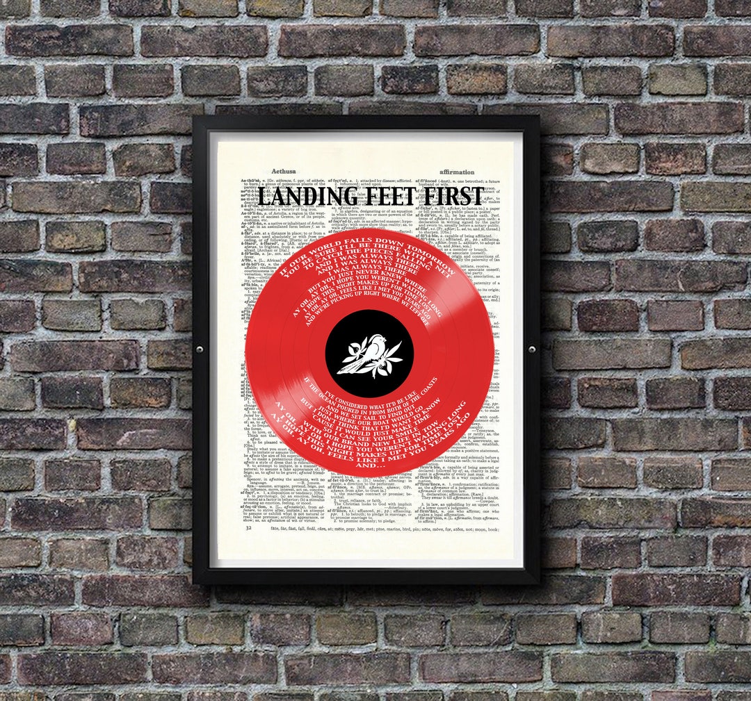 Bayside Band Landing Feet First Lyrics Red Record Art Print Etsy