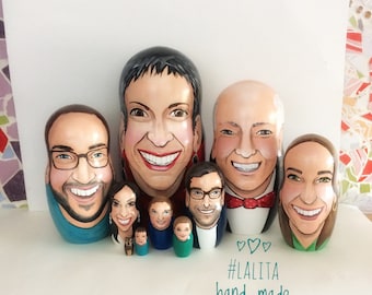 Huge  Family portrait nesting doll from photo