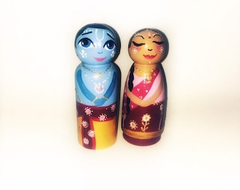 Radha Krishna / Krishna Balaram wooden dolls matryoshka