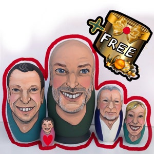 Custom portrait personalised family nesting doll, matryoshka gift caricature