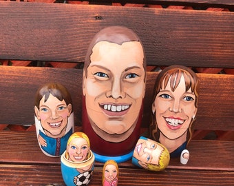 Family portrait nesting doll  caricature