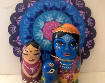 Cute Radha Krishna nesting doll