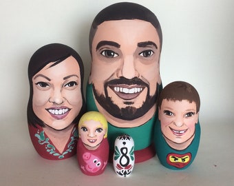 Family portrait nesting doll from photo