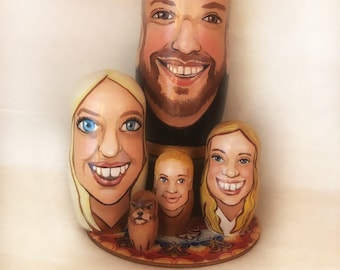 Family portrait matryoshka  caricature