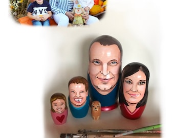 Family portrait nesting doll from photo