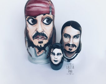 Johnny Depp cartoon portrait caricature nesting dolls