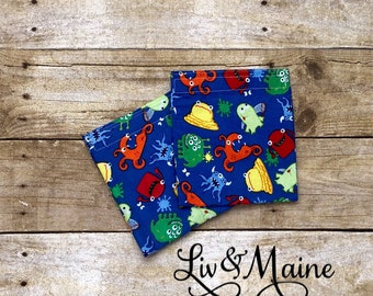 Reusable Snack Bags - Set of Two - Monsters on Blue - Ready to Ship