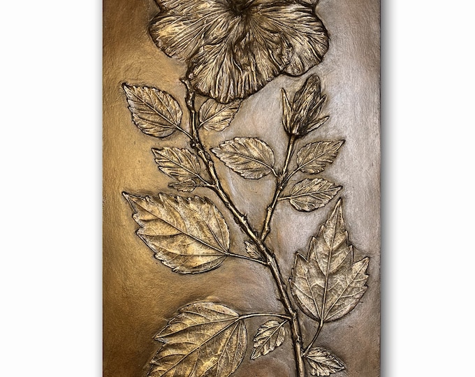 Featured listing image: Hibiscus Flower panel in large size.  Blossum, bud and leaves.