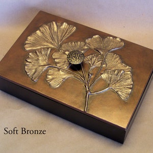 Gingko Leaf lid on  Decorative bamboo Box 6&quot; x 9&quot;