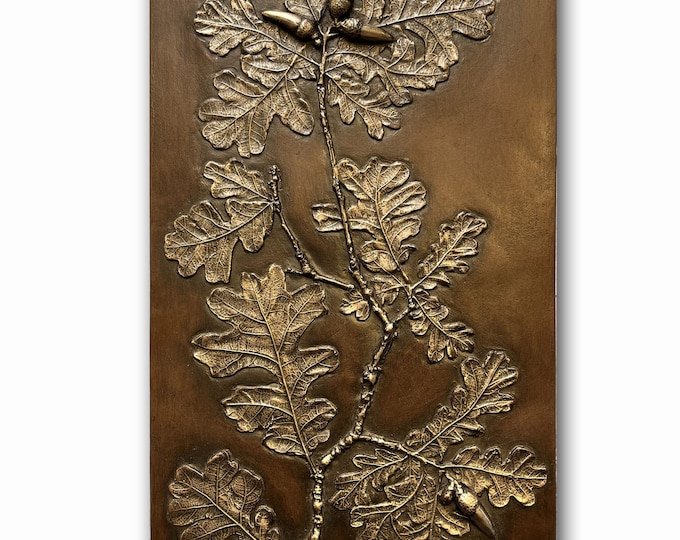 Featured listing image: Oak Leaf Panel. Deeply lobed oak leaves and four perfect acorns  decorate this 8"x 16" wall panel.
