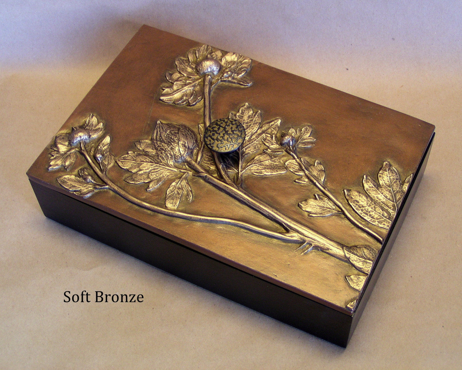 Poppy 6" x 9" Bamboo box with floral lid