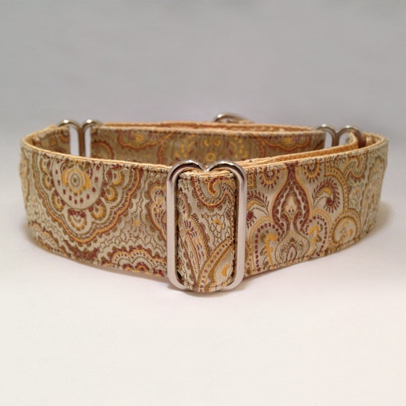 1.5 Inch Martingale Collar Creme Beige Gold Paisley Brocade Fabric Martingale Collar Greyhound Martingale Collar Dog Martingale Collar Etsy