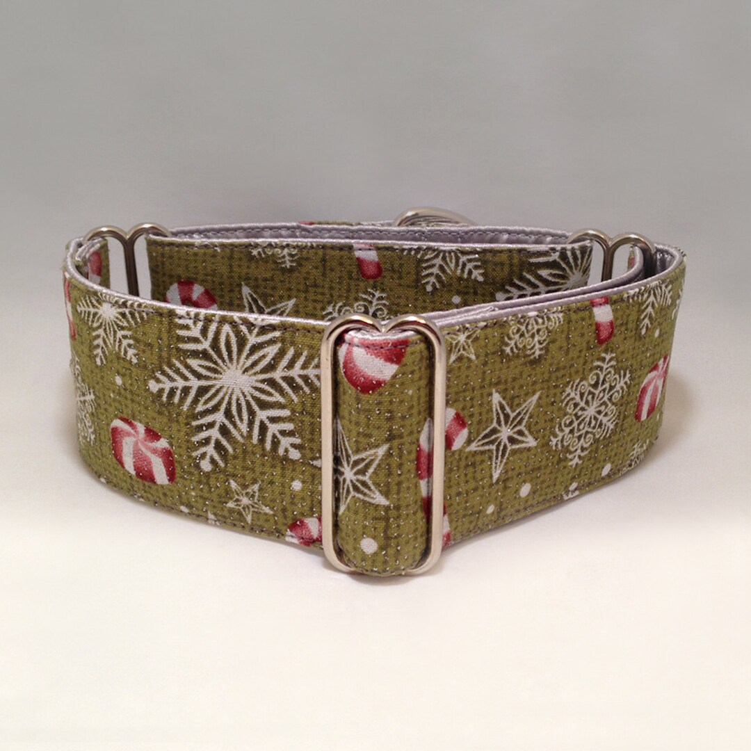 1.5 Inch or 2 Inch Martingale Collar, Limegreen Snowflakes Candy ...