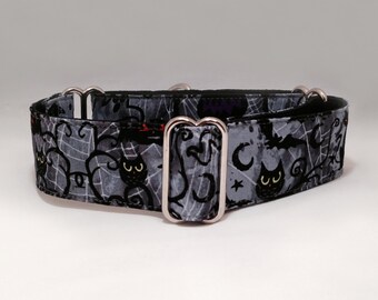 Coleira Martingale de 1,5 polegadas, Corujas Assustadoras de Halloween, Gatos, Morcegos, Coleira Martingale, Coleira Martingale Greyhound, Coleira Martingale para Cachorro
