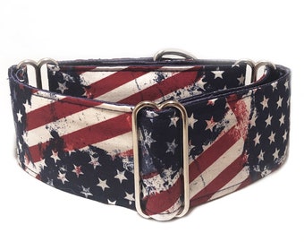 2 inch Martingale Collar, "American Valor" Patriotic Fourth of July Martingale Collar, Greyhound Dog Martingale Collar