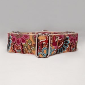 1.5 inch Martingale Collar, Colorful FlowerMotifs Grosgrain Ribbon Martingale Collar, Greyhound Martingale Collar, Dog Martingale Collar
