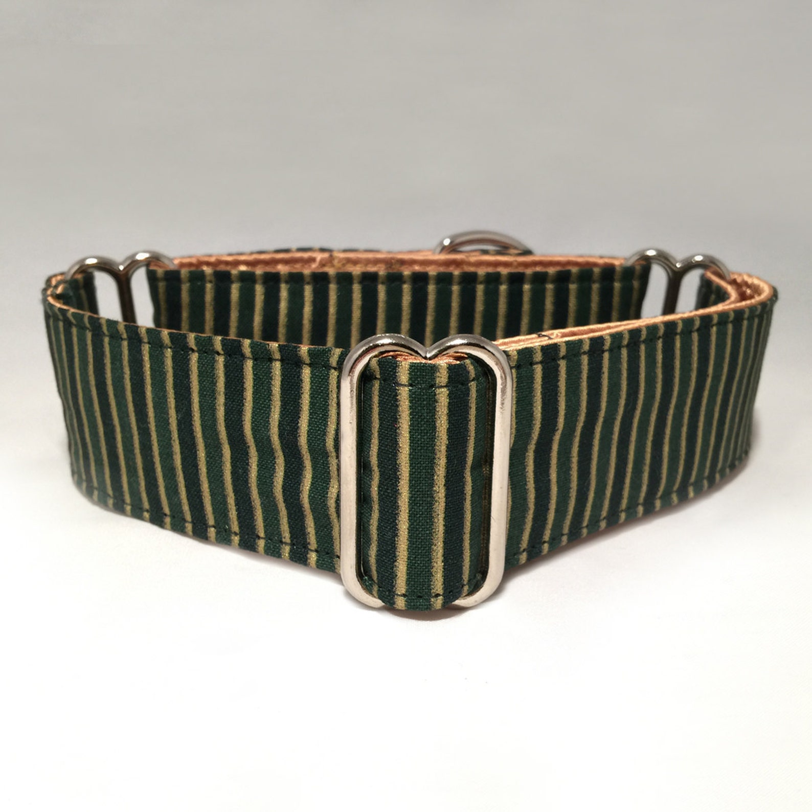 1.5 Inch or 2 Inch Martingale Collar Greens With Gold Stripes Etsy