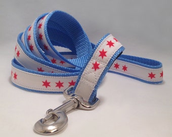 1 Zoll Breite & 5 Fuß lange Hundeleine, Chicago Lover Hundeleine, inspiriert von Chicago Flag Hundeleine