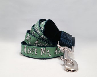 JXGZSO Hundeleine 'Adopt Me' – Polyester, 150 Cm Lang, 3,3 Cm Breit, Gelb, Beidseitig Bedruckt