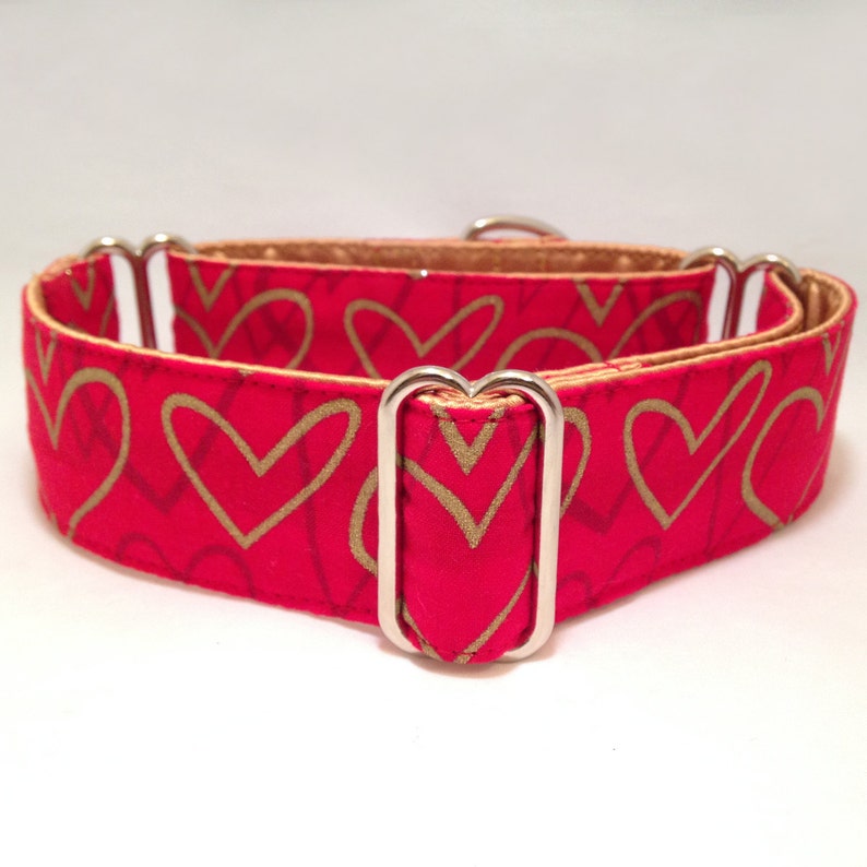 1.5 Inch Martingale Collar Valentine Red & Metallic Gold Etsy