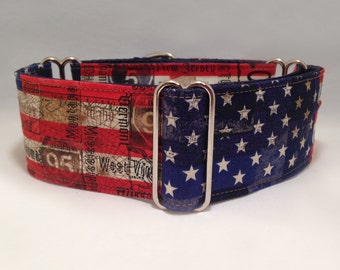 2 inch Martingale Collar, USA Flag & State Names Themed Patriotic Fourth of July Martingale Collar, Greyhound Dog Martingale Collar