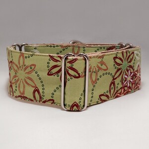 2 inch Martingale Collar, Lime Green with Flowers Martingale Collar, Greyhound Martingale Collar, Dog Martingale Collar