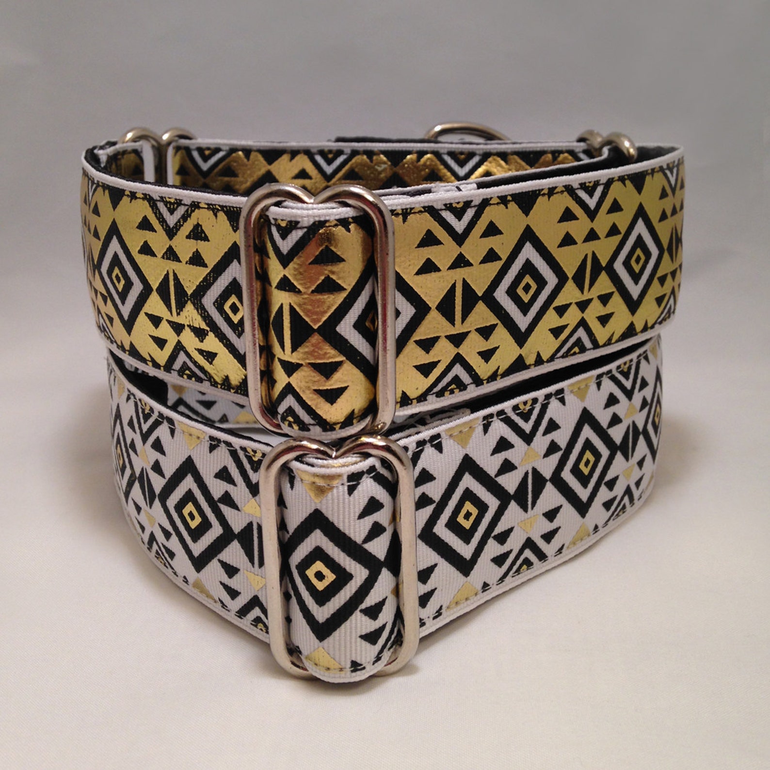 1.5 Inch Martingale Collar Geometric Pattern With Black Gold Etsy