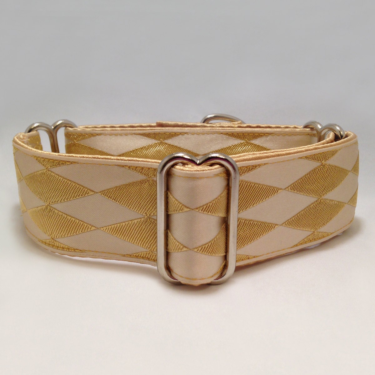 1.5 inch Martingale Collar Harlequin Ivory Gold Ribbon Etsy