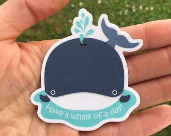 Whale Sticker / Whale Decal / Whale Laptop Stickers / Whale Lover Gift / Cute Whale / Whale Gifts / Whale Water Bottle / Whale Car Decal