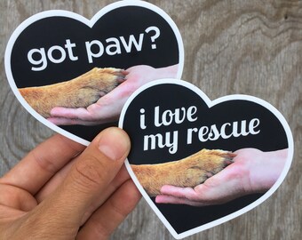 Dog Rescue Decal / Dog Rescue Sticker / Pet Rescue Sticker / Paw Decal / Paw Sticker / Dog Paw Decal / Dog Paw Sticker / I Love My Dog Decal