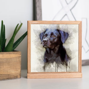 Black Lab Art Print, Labrador Retriever Dog Modern Watercolor Portrait Decor