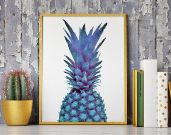 Purple Pineapple Watercolor Print,  Pineapple Art , Nursery Decor, Purple Nursery