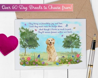 Dog Loss Card / Dog Sympathy Card / Pet Loss Card / Loss of Dog Card / Dog Loss Gift / Sympathy Card for Dog / Rainbow Bridge Poem Artwork