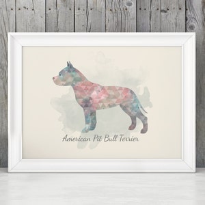 Pitbull Watercolor / Pitbull Silhouette / Pitbull Art / Pitbull Print / American Pit Bull Terrier / Staffordshire Dog Print / Staffy Art